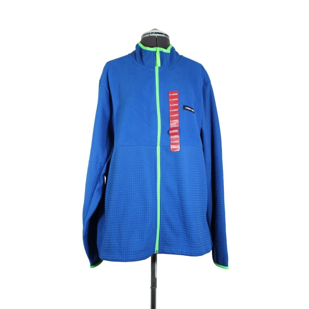 Lands' End men's full zip mock neck textured grid‎ fleece performance jacket XL